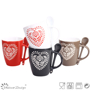 11oz Valentine′s Day Silk Screen Heart Design Mug for Lovers